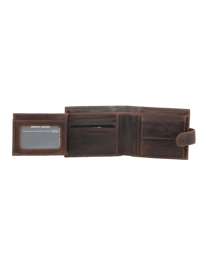 Italian Leather Tab Wallet in Chocolate